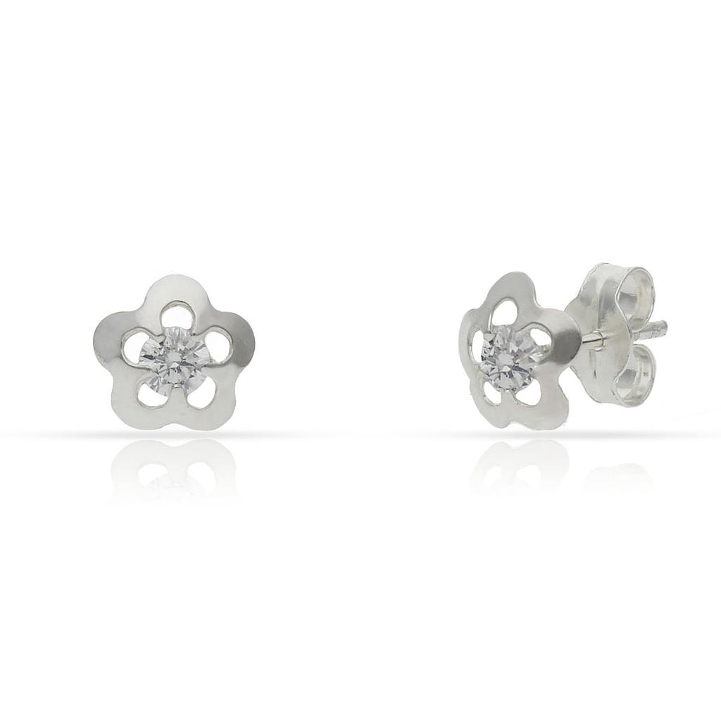 PENDIENTES PLATA 925MM FLOR CIRCONITAS - 7MM