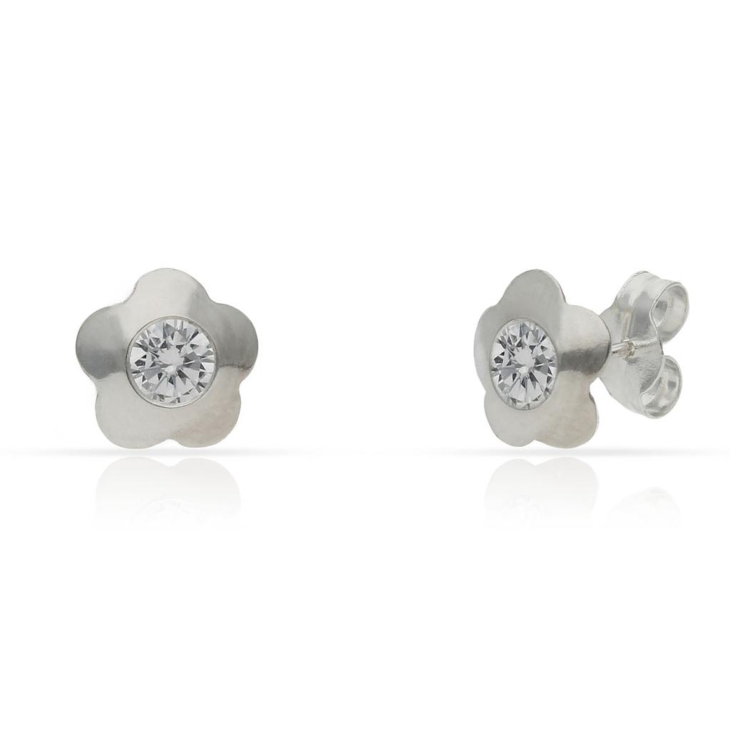 PENDIENTES PLATA 925MM FLOR CIRCONITAS - 8MM