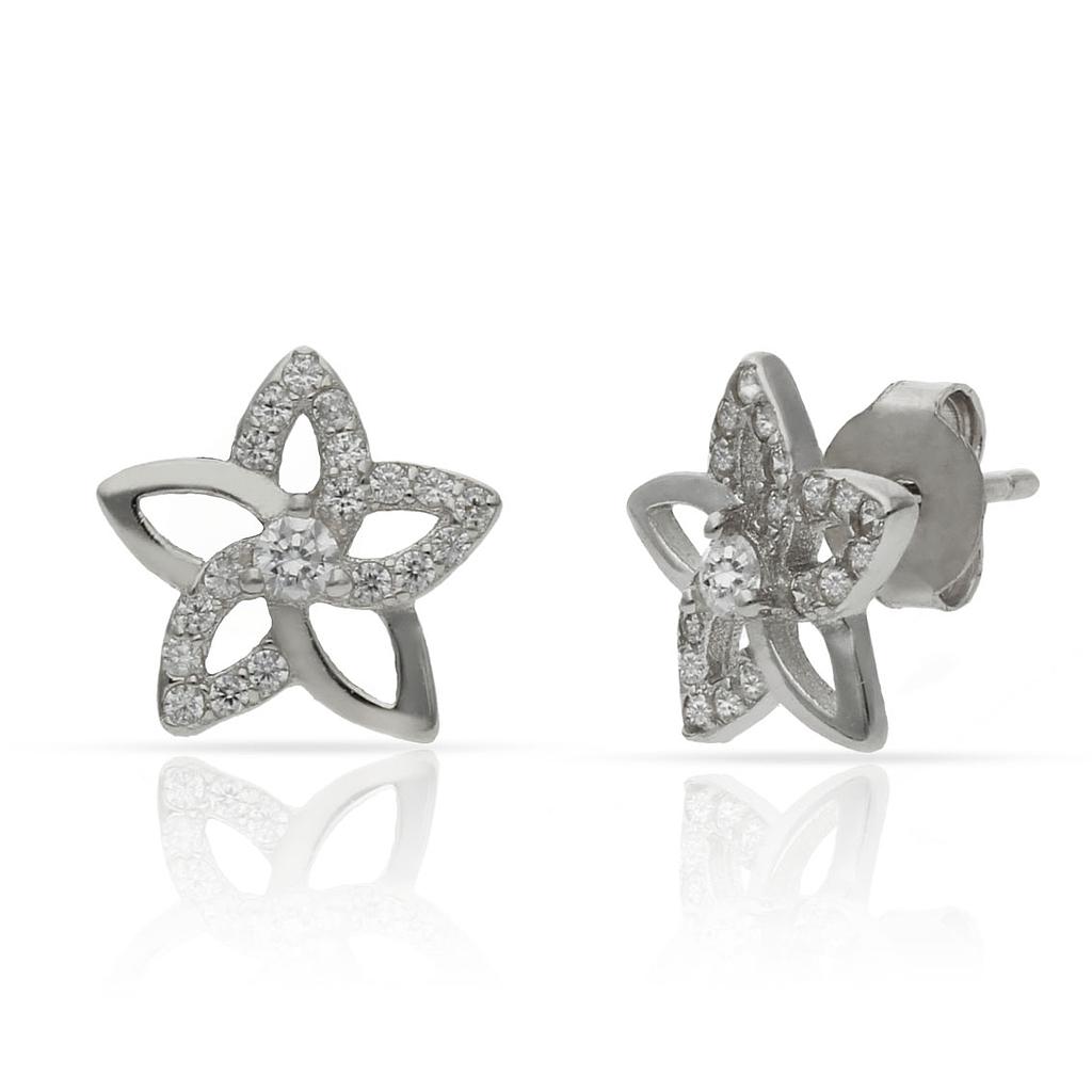 PENDIENTES PLATA 925MM FLOR CIRCONITAS - 9.50MM