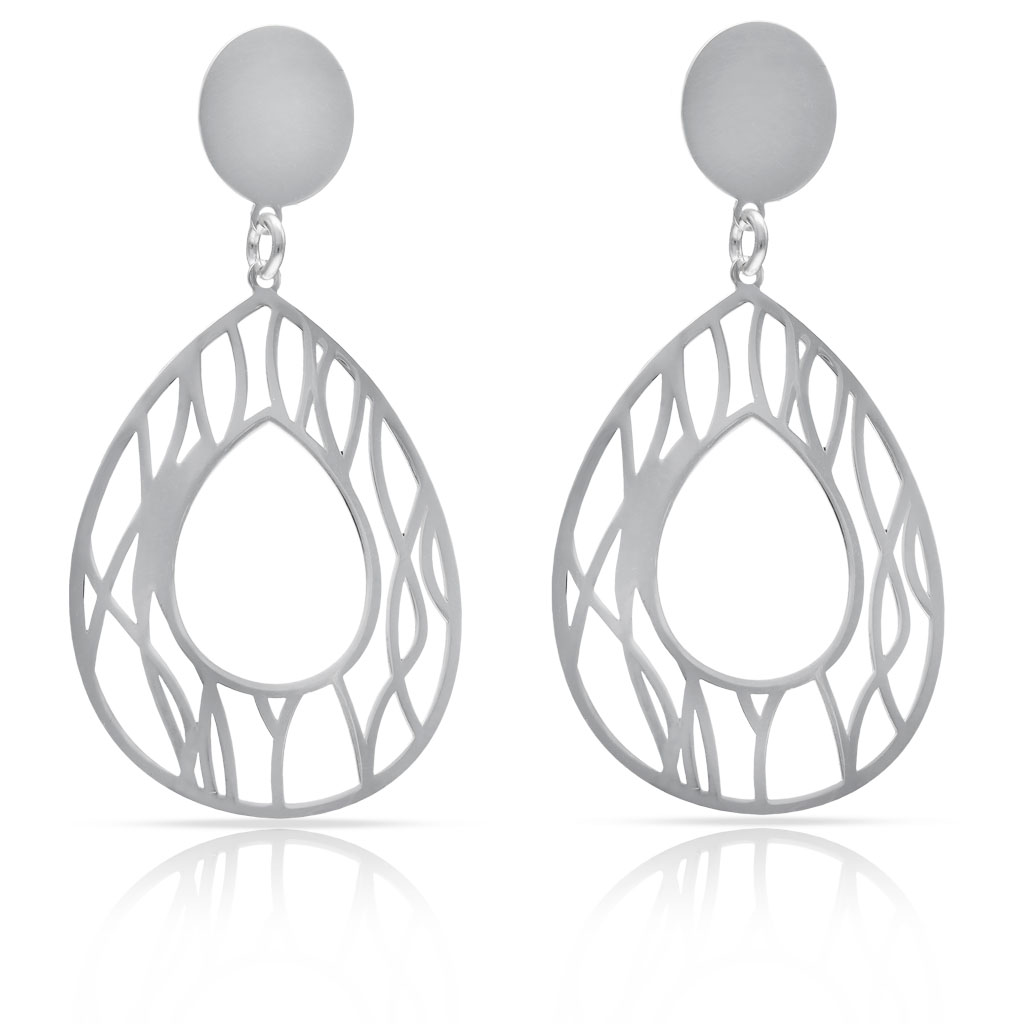 PENDIENTES PLATA 925MM LAGRIMA CALADOS