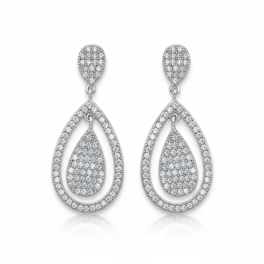 PENDIENTES PLATA 925MM LAGRIMA CIRCONITAS