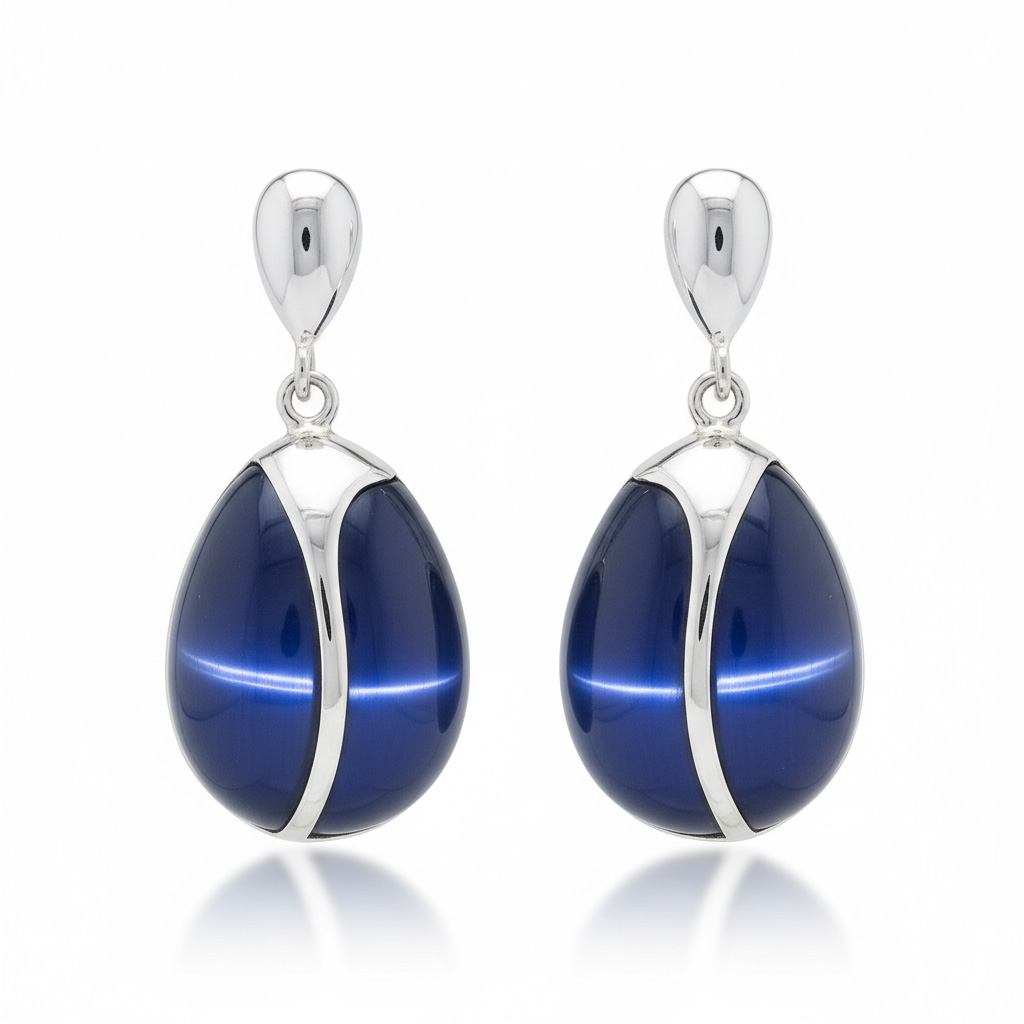 PENDIENTES PLATA 925MM OJO DE GATO