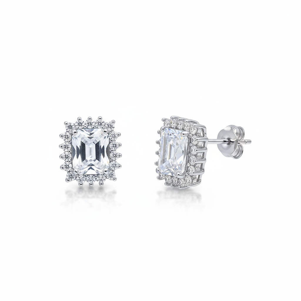 PENDIENTES PLATA 925MM RECTANGULAR
