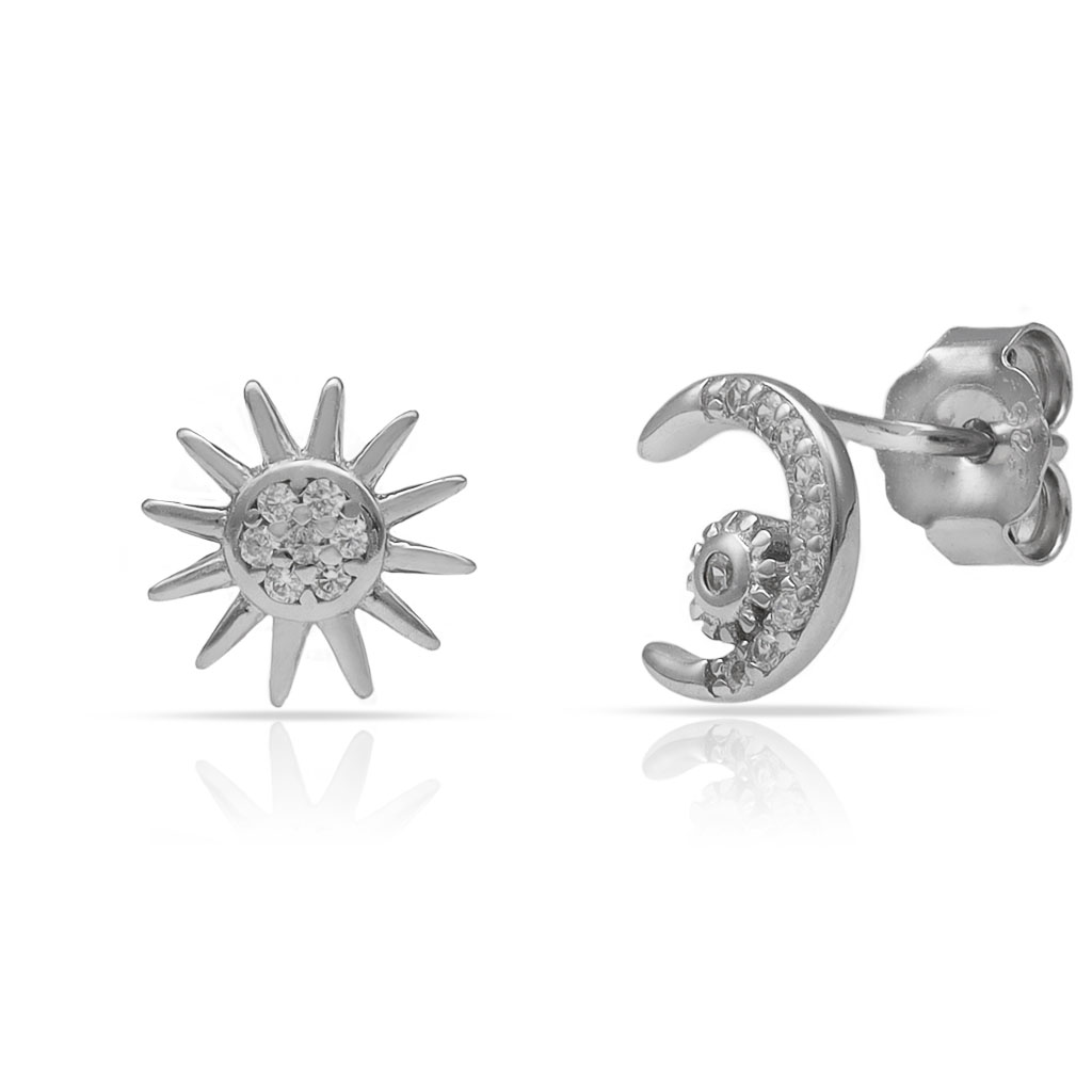 PENDIENTES PLATA 925MM SOL Y LUNA