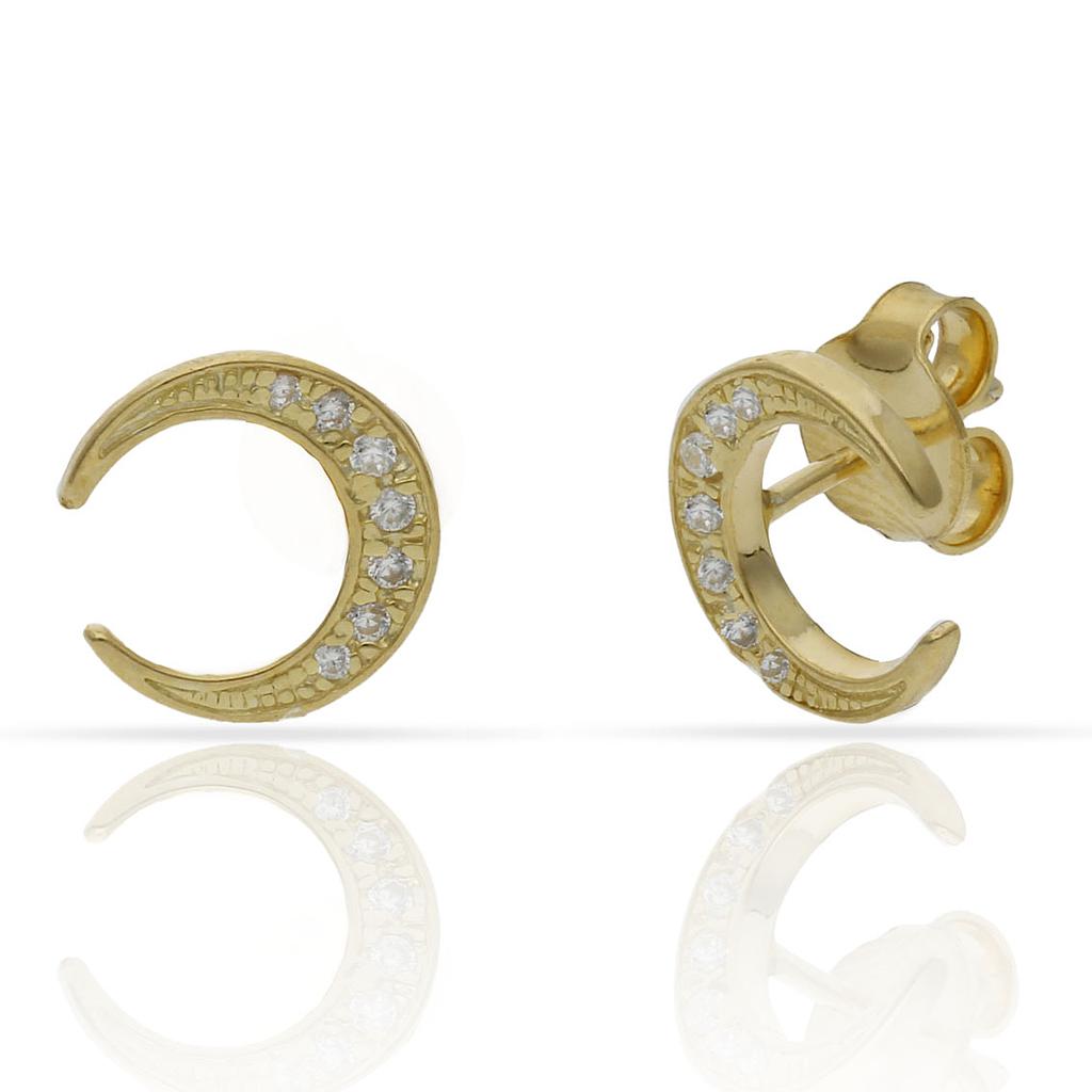 PENDIENTES PLATA CHAPADA ORO LUNA - 10MM