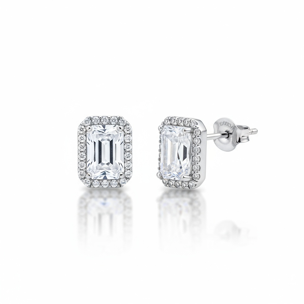 PENDIENTES RECTANGULAR PLATA 925MM 