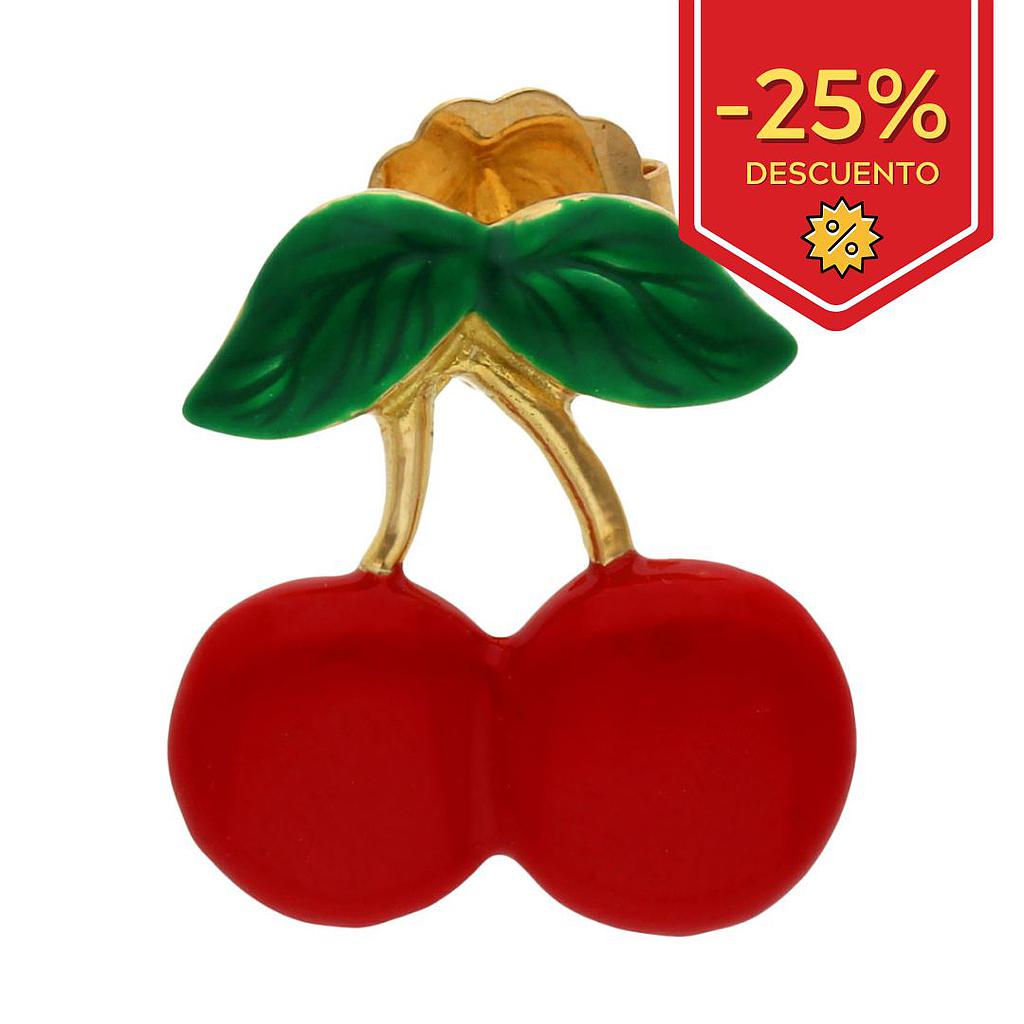 PIN DE CEREZAS ORO 18KL ESMALTADO