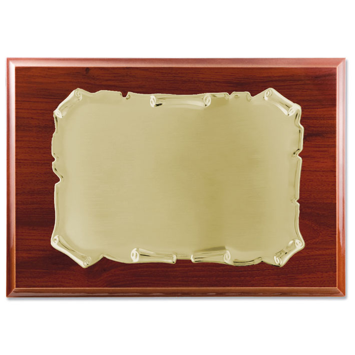 PLACA HOMENAJE METAL DORADO - 26X21CM 19X13CM