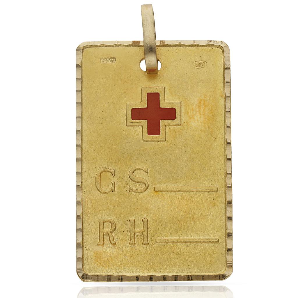 PLACAS ORO 18KL GRUPO SANGUINEO - 21X33MM