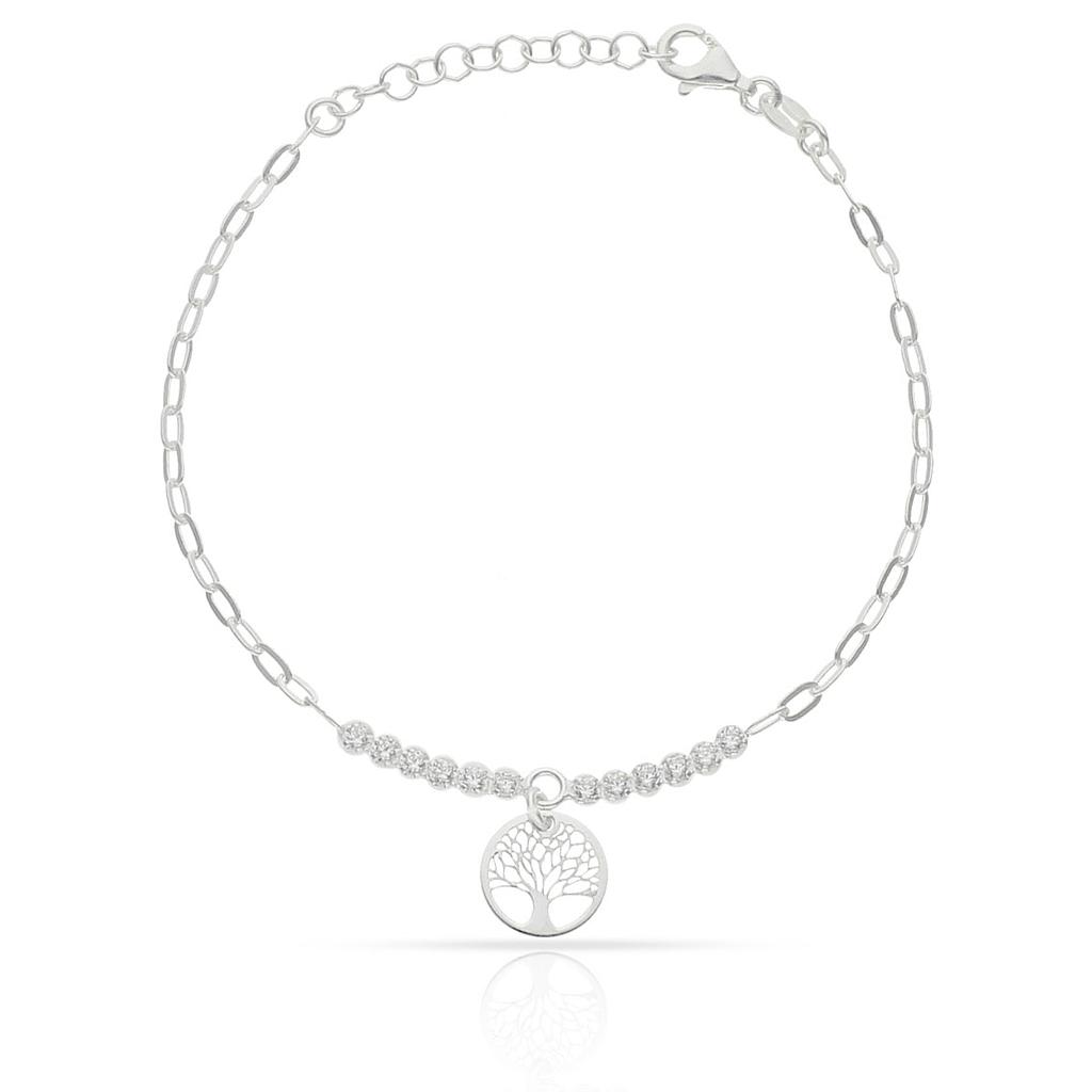 PULSERA ARBOL DE LA VIDA + CIRCONITAS PLATA 925MM