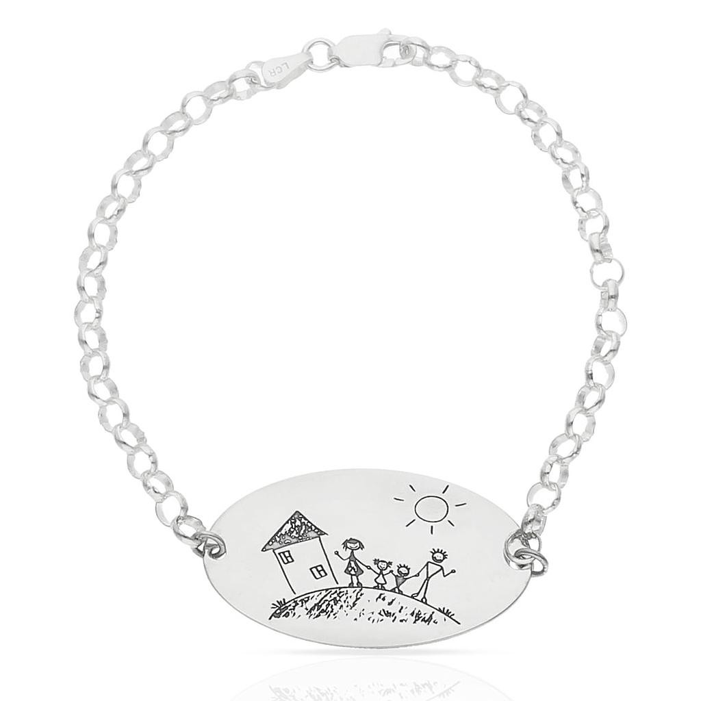 PULSERA DIBUJASUEÑOS CHAPA OVALADA PLATA 925MM