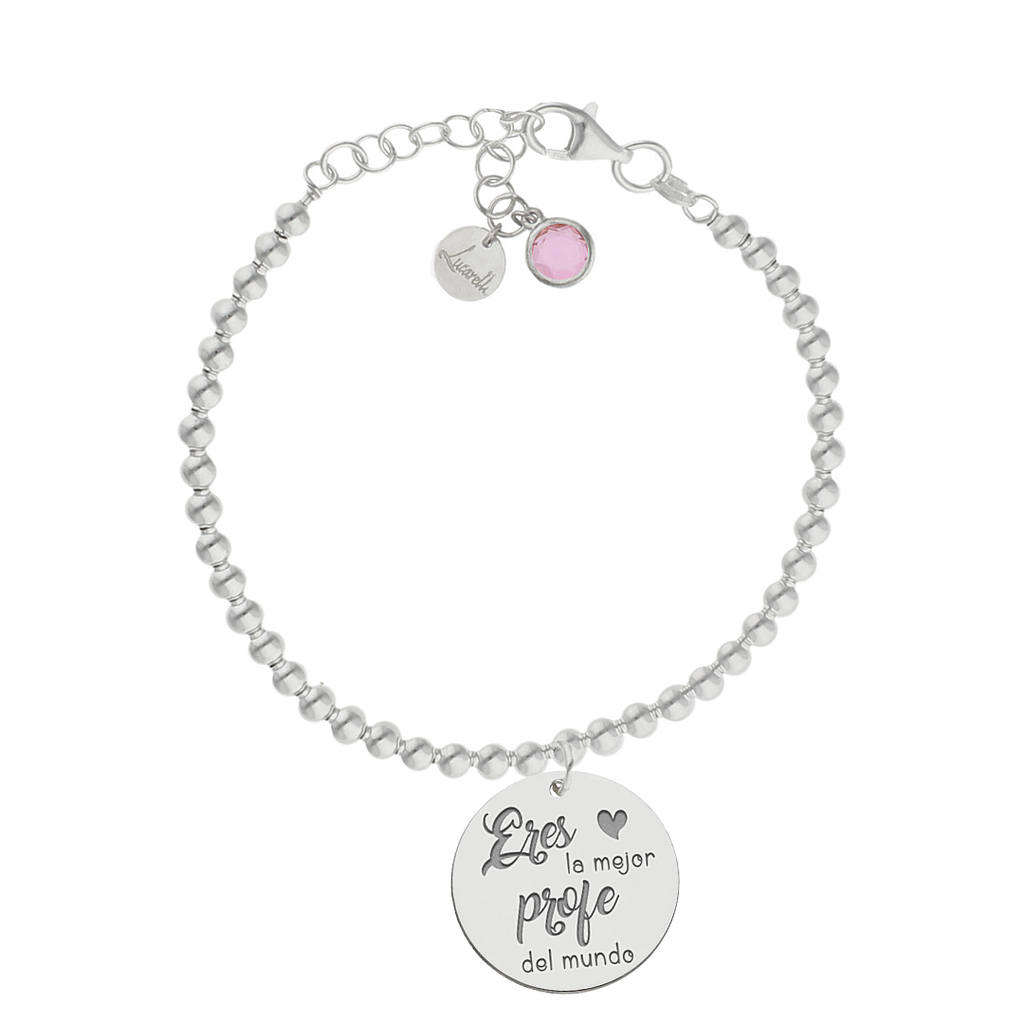 PULSERA MI HISTORIA BOLAS PLATA 925MM MEJOR PROFE