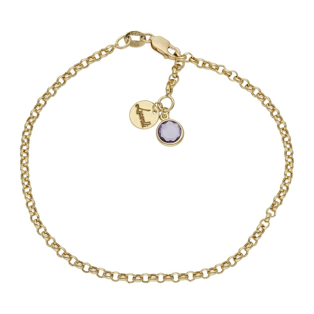 PULSERA MI HISTORIA ORO 18KL 2.50MM - LILA