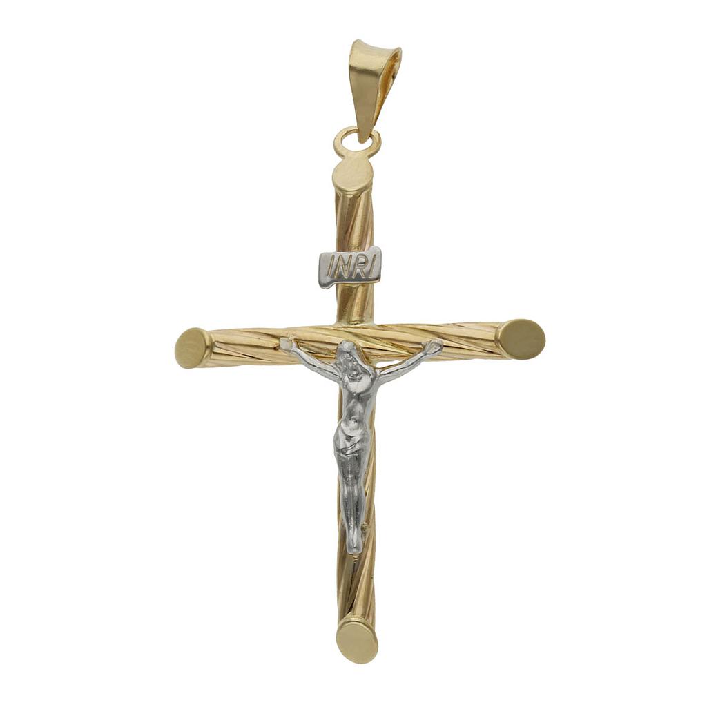 CRUZ BICOLOR ORO 18KL CRISTO - 26x37MM