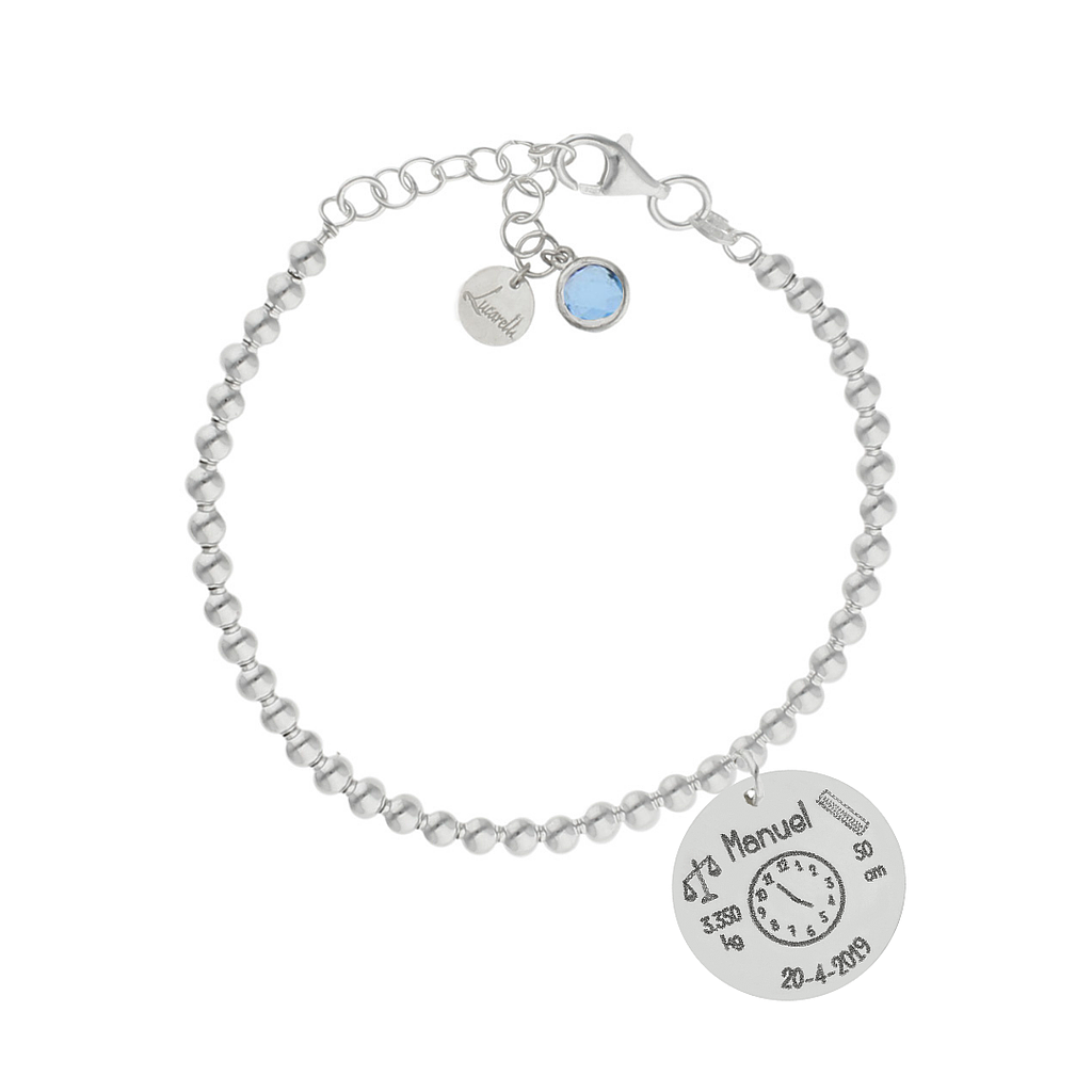 PULSERA MI HISTORIA PLATA 925MM BOLAS NATALICIO
