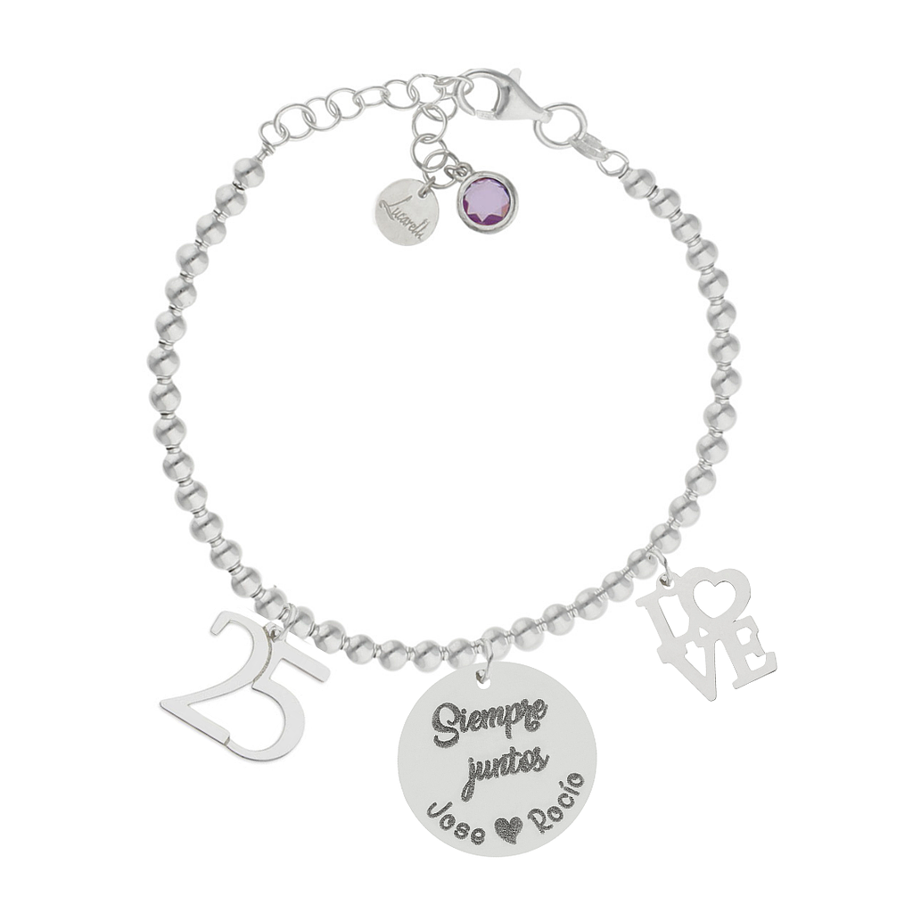 PULSERA MI HISTORIA PLATA 925MM BOLAS SIEMPRE JUNTOS