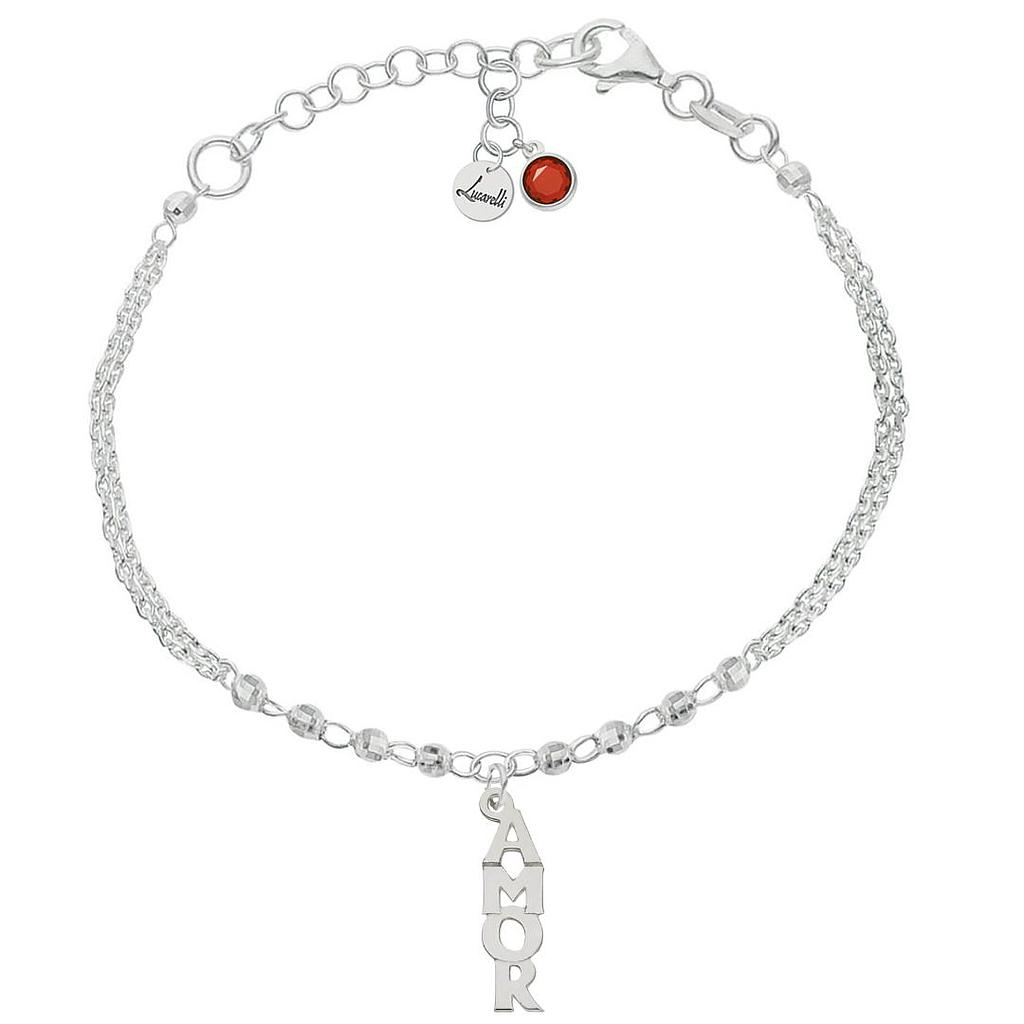 PULSERA MI HISTORIA PLATA 925MM FORZADA + BOLAS - AMOR