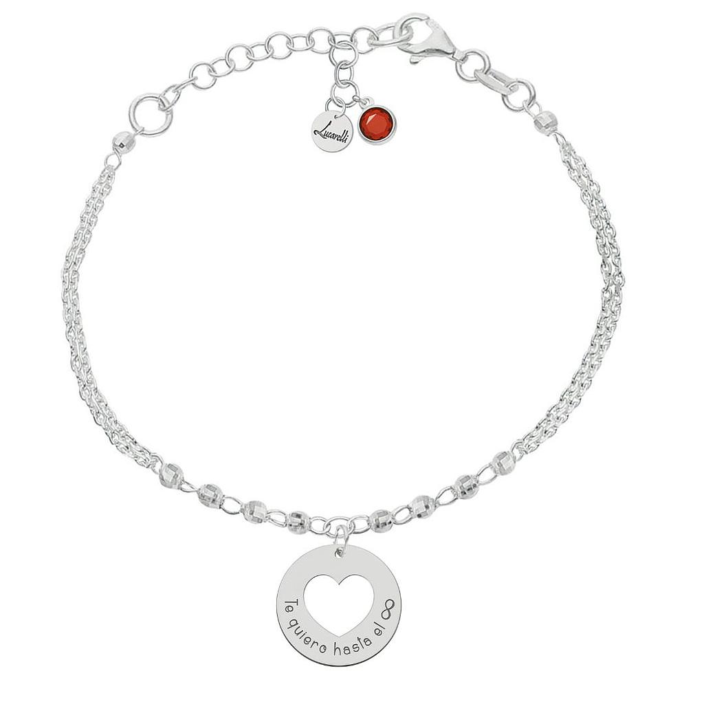 PULSERA MI HISTORIA PLATA 925MM FORZADA + BOLAS - TE QUIERO HASTA EL INFINITO