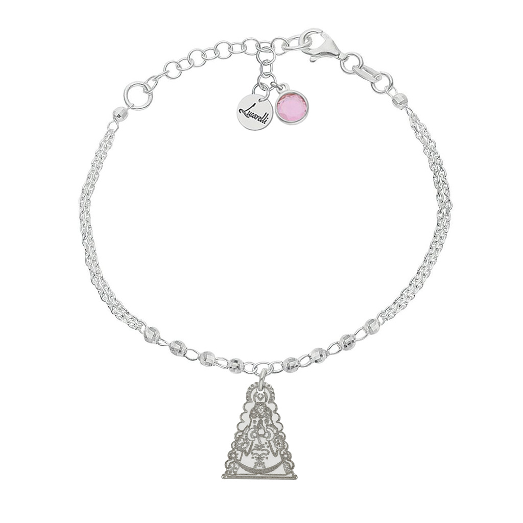 PULSERA MI HISTORIA PLATA 925MM FORZADA + BOLAS - VIRGEN DEL ROCIO