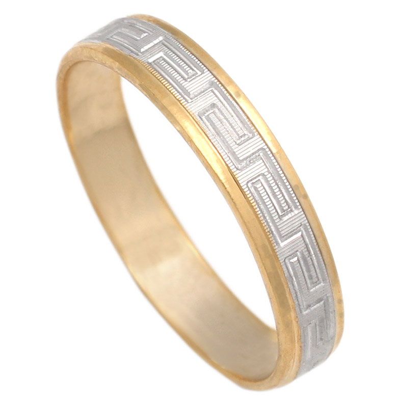 ALIANZA BICOLOR TALLADA ORO 18KL DE 4MM