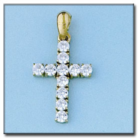 CRUZ EN ORO DE 18KL CIRCONITAS - 15X25MM