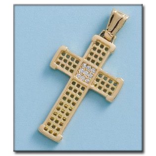CRUZ EN ORO DE 18KL CIRCONITAS - 20X32MM