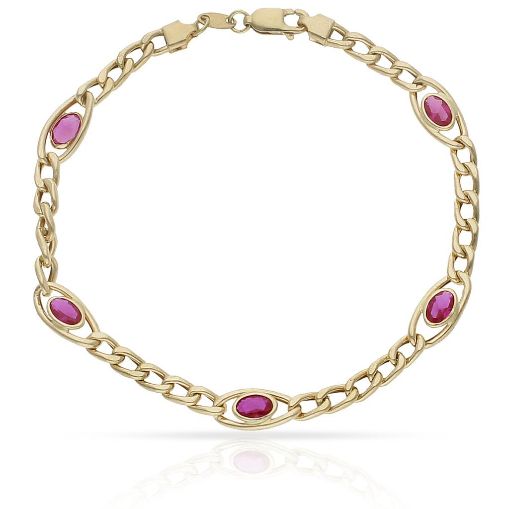 PULSERA ORO 18KL BARBADA PIEDRA ROJA