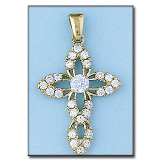CRUZ EN ORO DE 18KL CIRCONITAS - 28X41MM