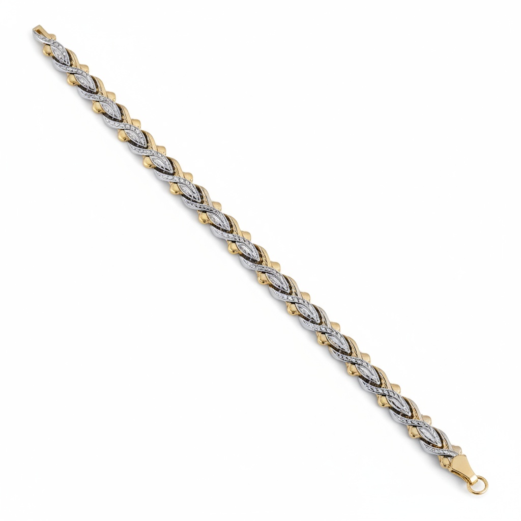 PULSERA ORO 18KL BICOLOR TROQUELADA