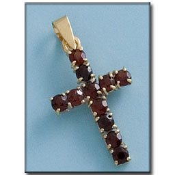 CRUZ EN ORO DE 18KL GRANATE - 16X25MM