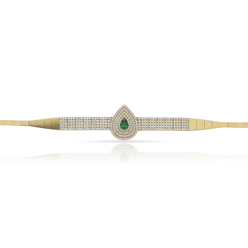 PULSERA ORO 18KL CRISOPAL Y CIRCONITAS 