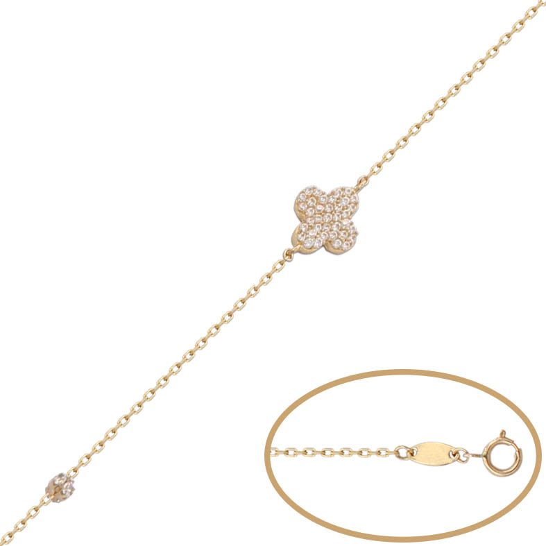 PULSERA ORO 18KL FLOR CIRCONITAS