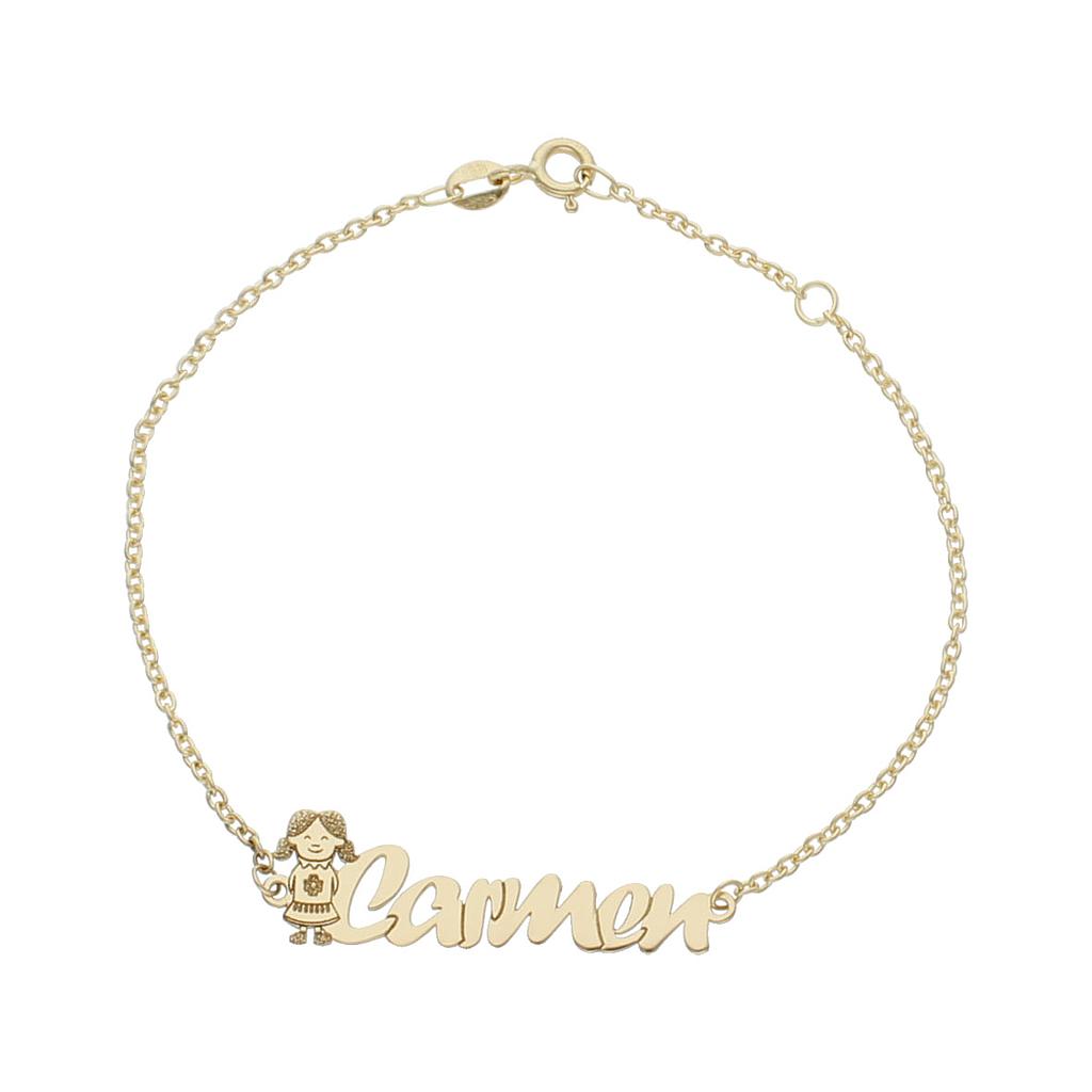 PULSERA ORO 18KL NIÑA + NOMBRE