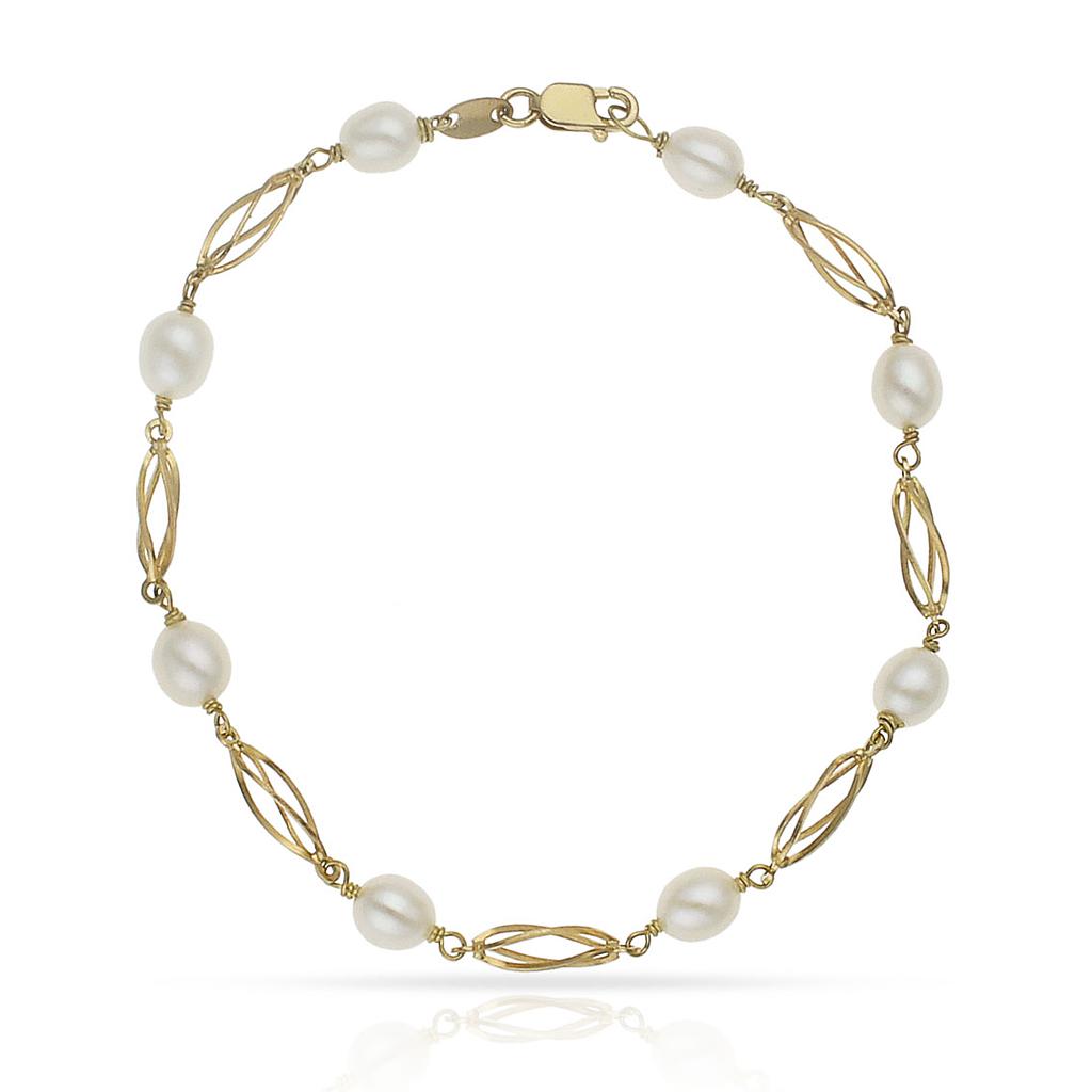 PULSERA ORO 18KL PERLA JOFA + JAULA