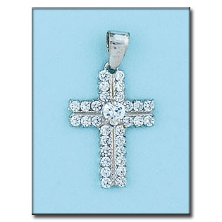 CRUZ ORO BLANCO DE 18KL CON CIRCONITAS