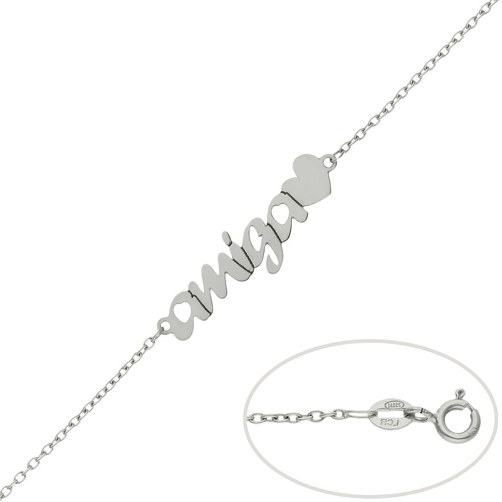 PULSERA ORO BLANCO 18KL AMIGA + CORAZON