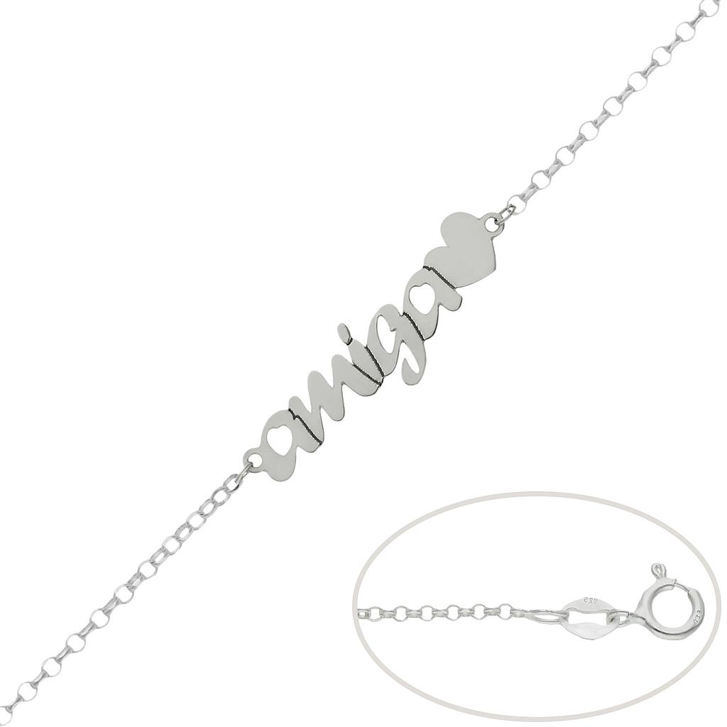 PULSERA PLATA 925MM AMIGA + CORAZON