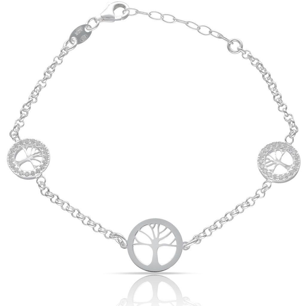 PULSERA PLATA 925MM ARBOL DE LA VIDA + CIRCONITAS