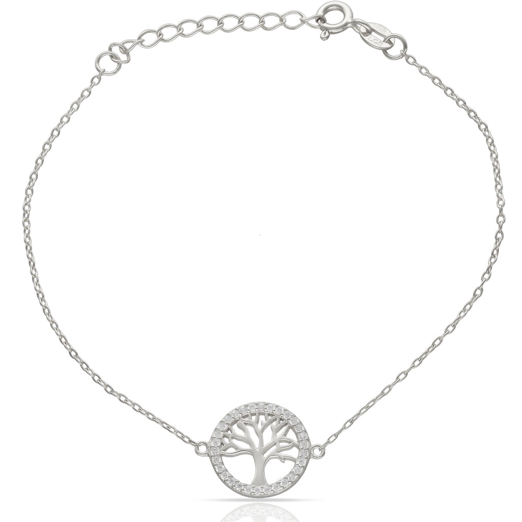 PULSERA PLATA 925MM ARBOL DE LA VIDA CIRCONITAS