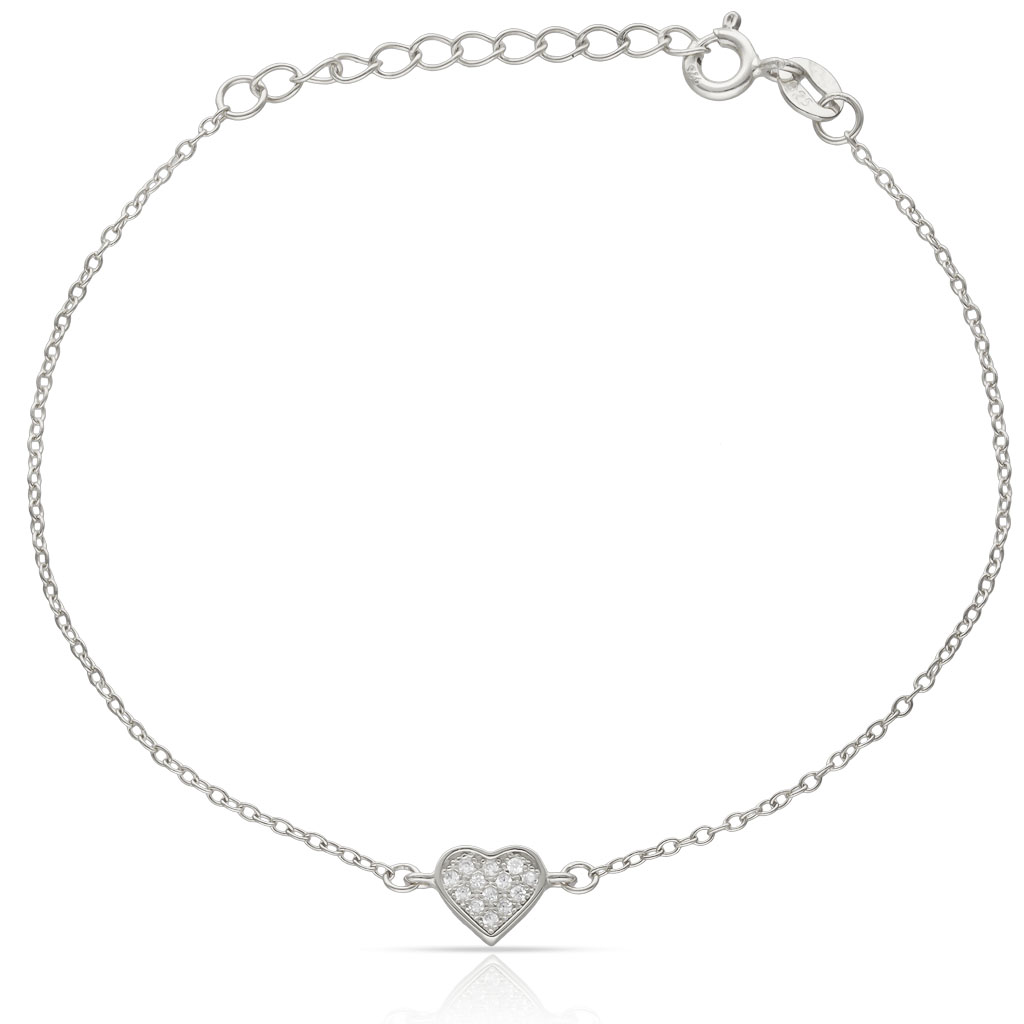 PULSERA PLATA 925MM CORAZON CIRCONITAS