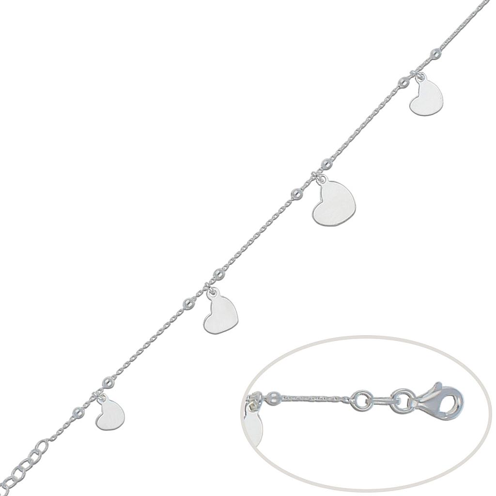 PULSERA PLATA 925MM CORAZONES