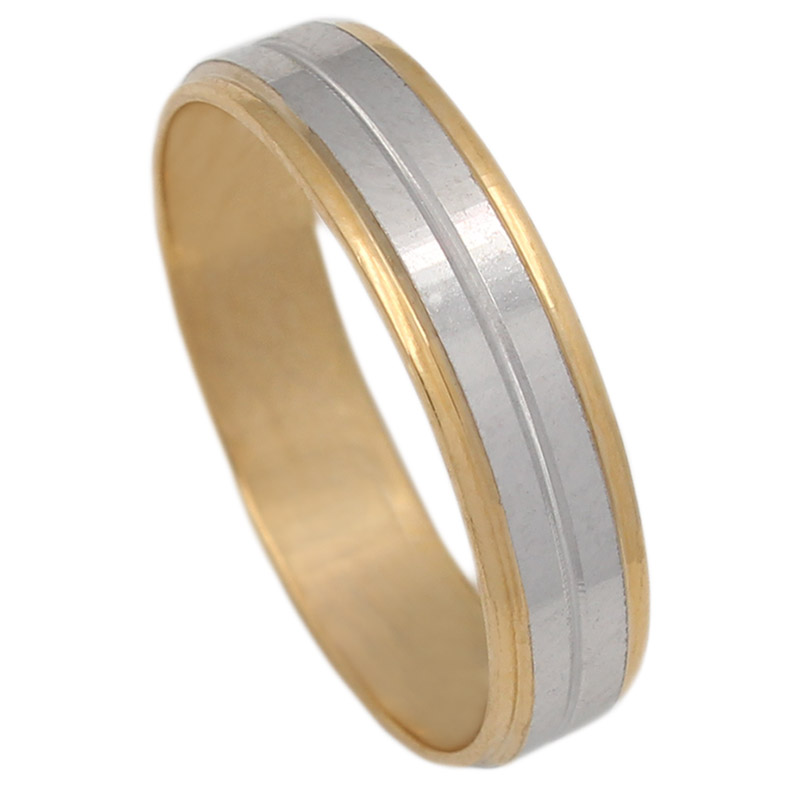 ALIANZA BICOLOR TALLADA ORO 18KL DE 5MM