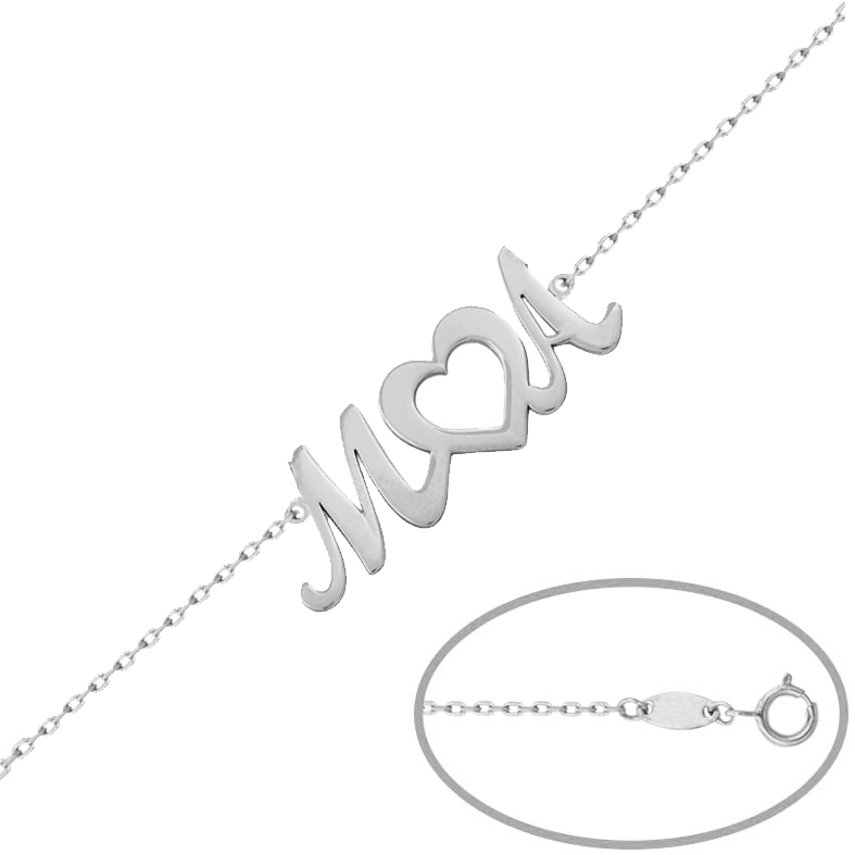 PULSERA PLATA 925MM LETRAS + CORAZON