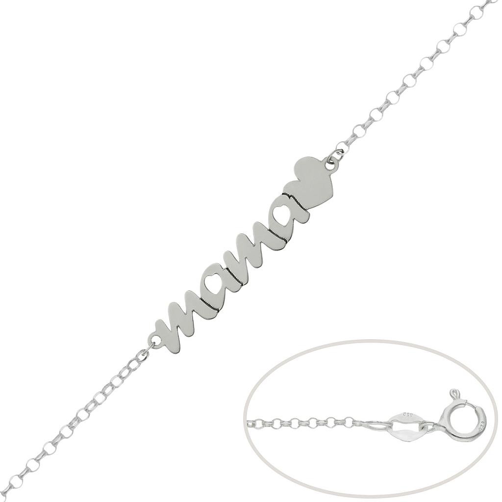 PULSERA PLATA 925MM MAMA + CORAZON