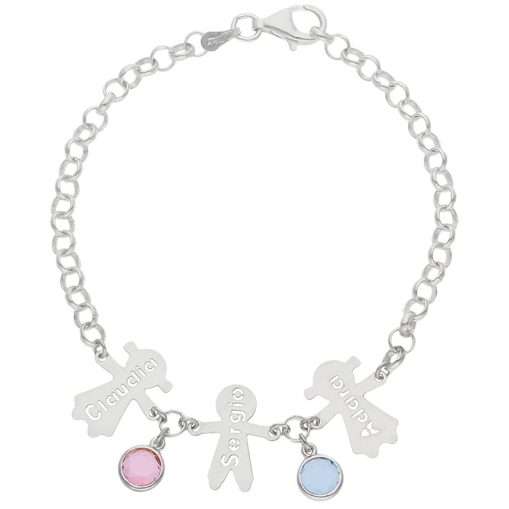 PULSERA PLATA 925MM NIÑOS + PIEDRAS