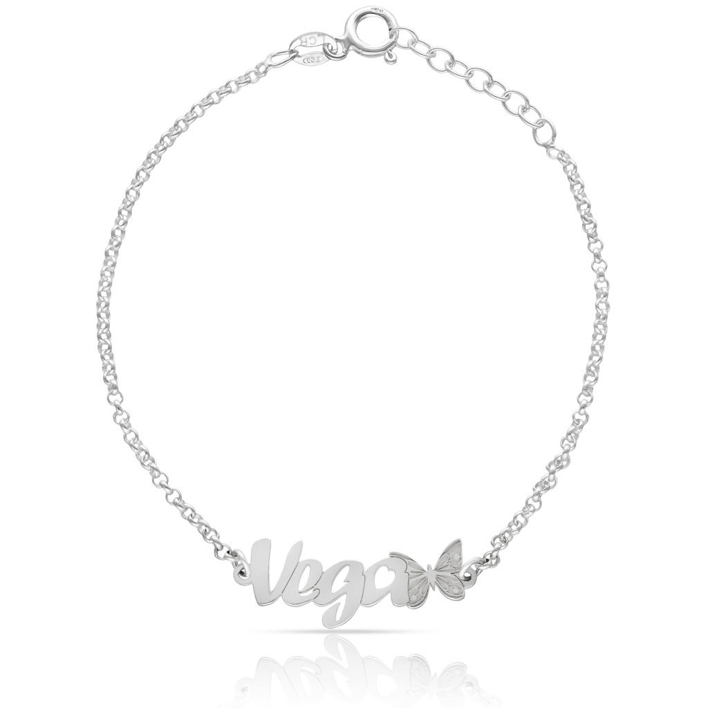 PULSERA PLATA 925MM NOMBRE + MARIPOSA