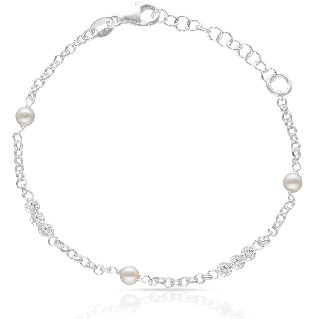 PULSERA PLATA 925MM PERLAS + CIRCONITAS