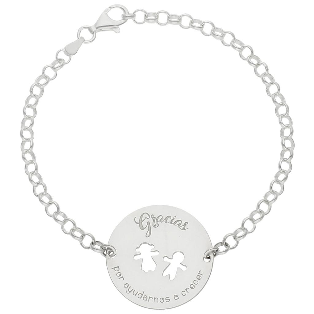 PULSERA PLATA 925MM PROFE + FRASE - 25MM