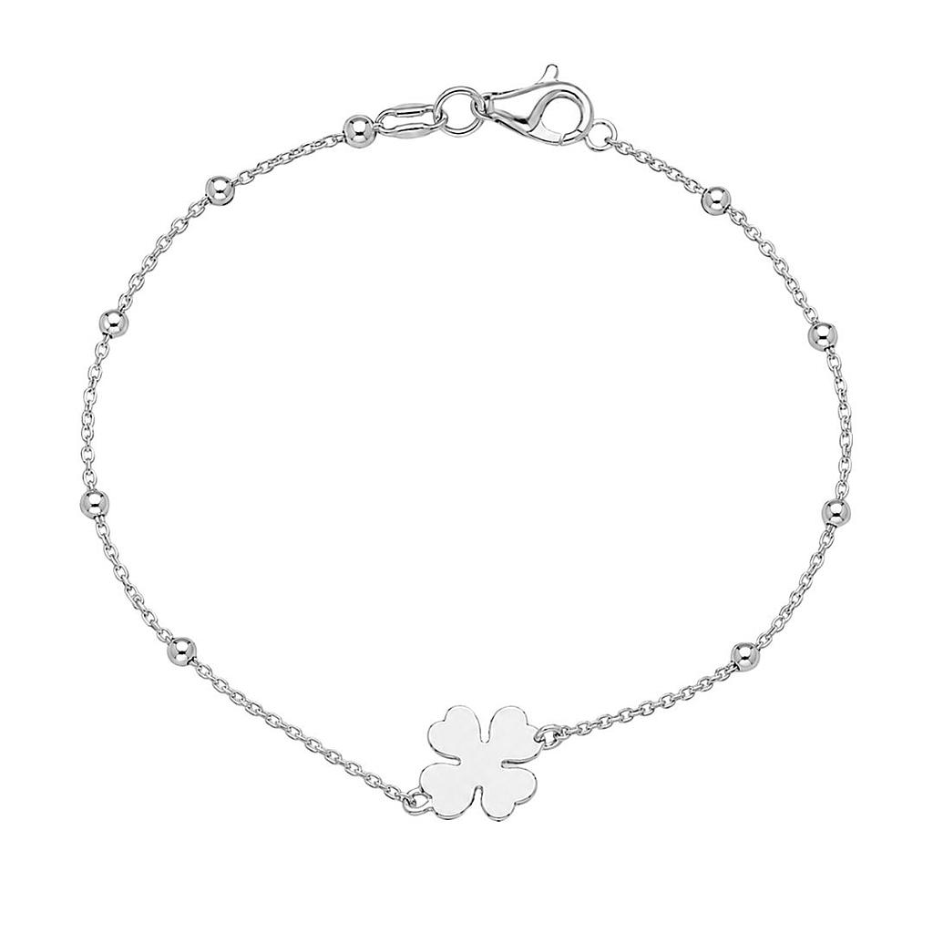 PULSERA PLATA 925MM TREBOL + BOLAS