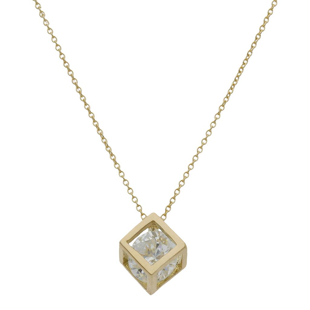 GARGANTILLA ORO 18KL CUBO + CIRCONITA